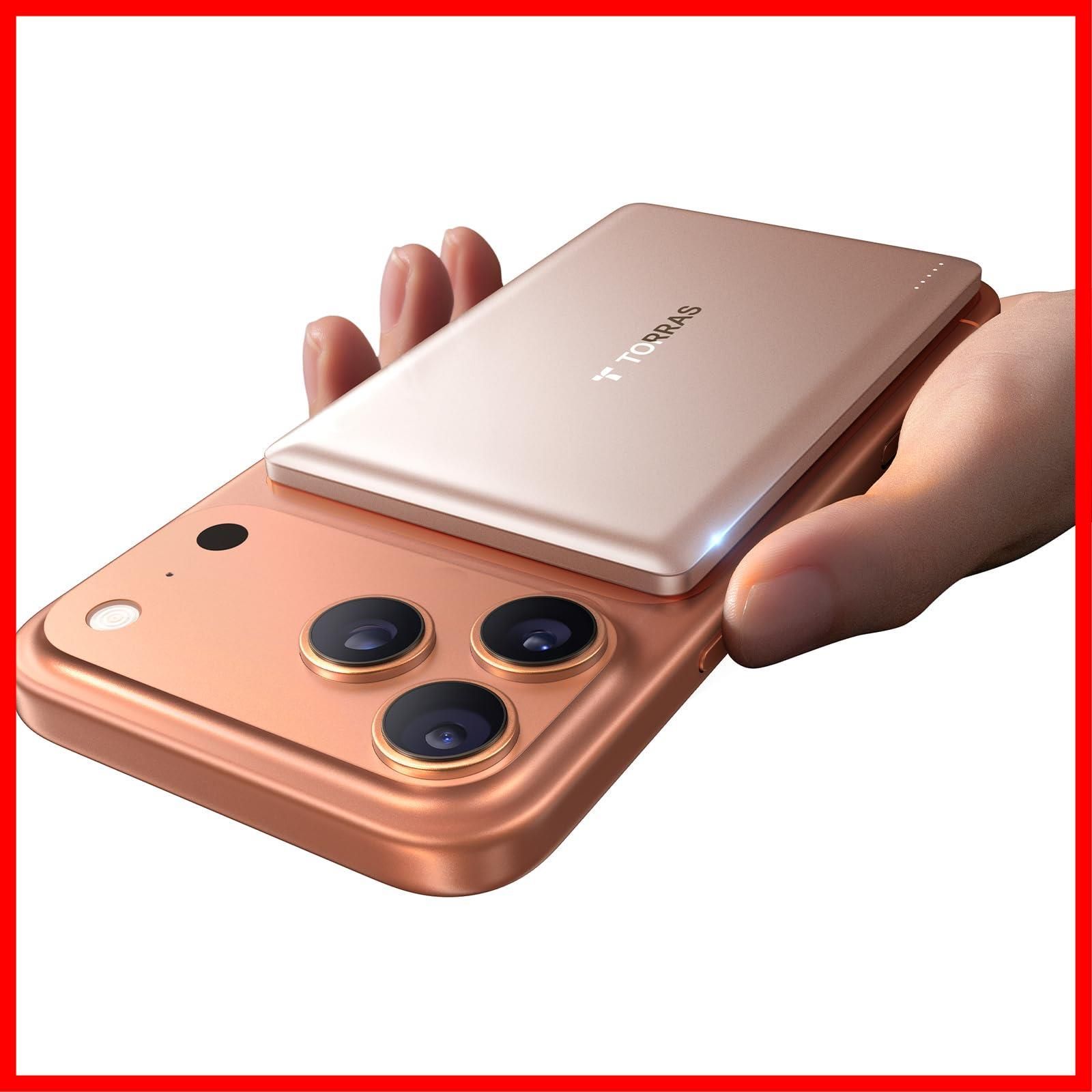 即発送 デザートチタニウム iPhone12～17対応 5000mAh PSE技術基準適合 マグネット式 ワイヤレス充電器 急速充電 小型 軽量 バッテリー モバイル 薄型 MagSafe対応 充電器 17 iPhone TORRAS