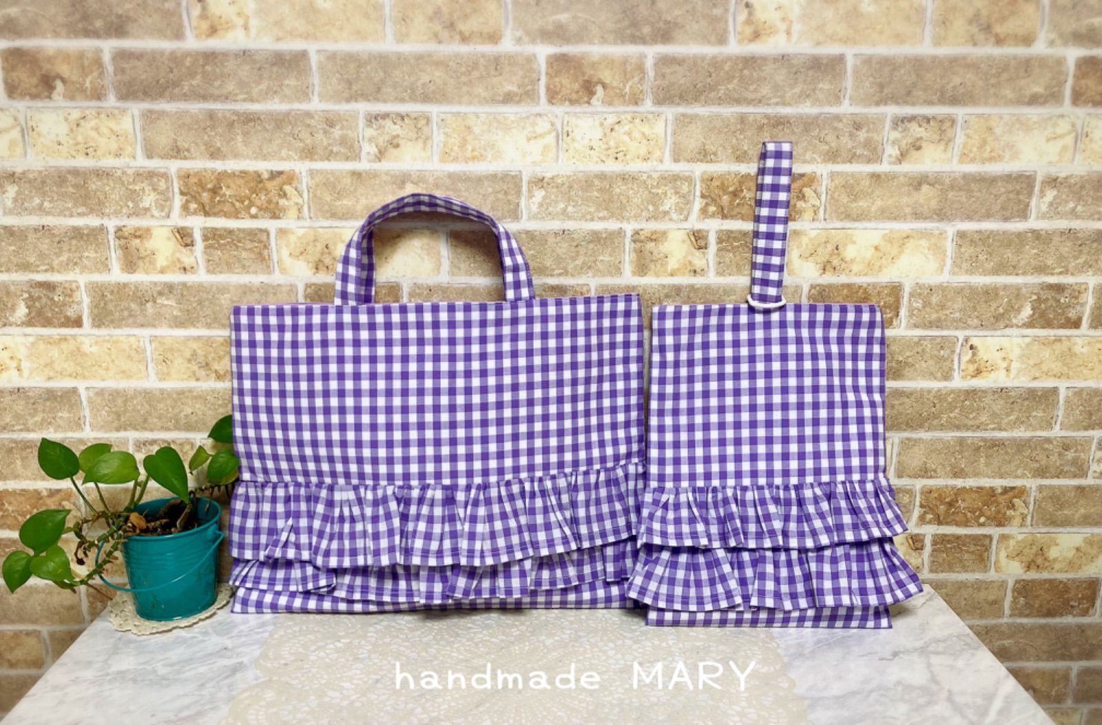 チェック柄のゆめかわレッスン・シューズ2セット　ブラック NEWチェック柄のゆめかわレッスンバッグ\u0026シューズバッグ セット