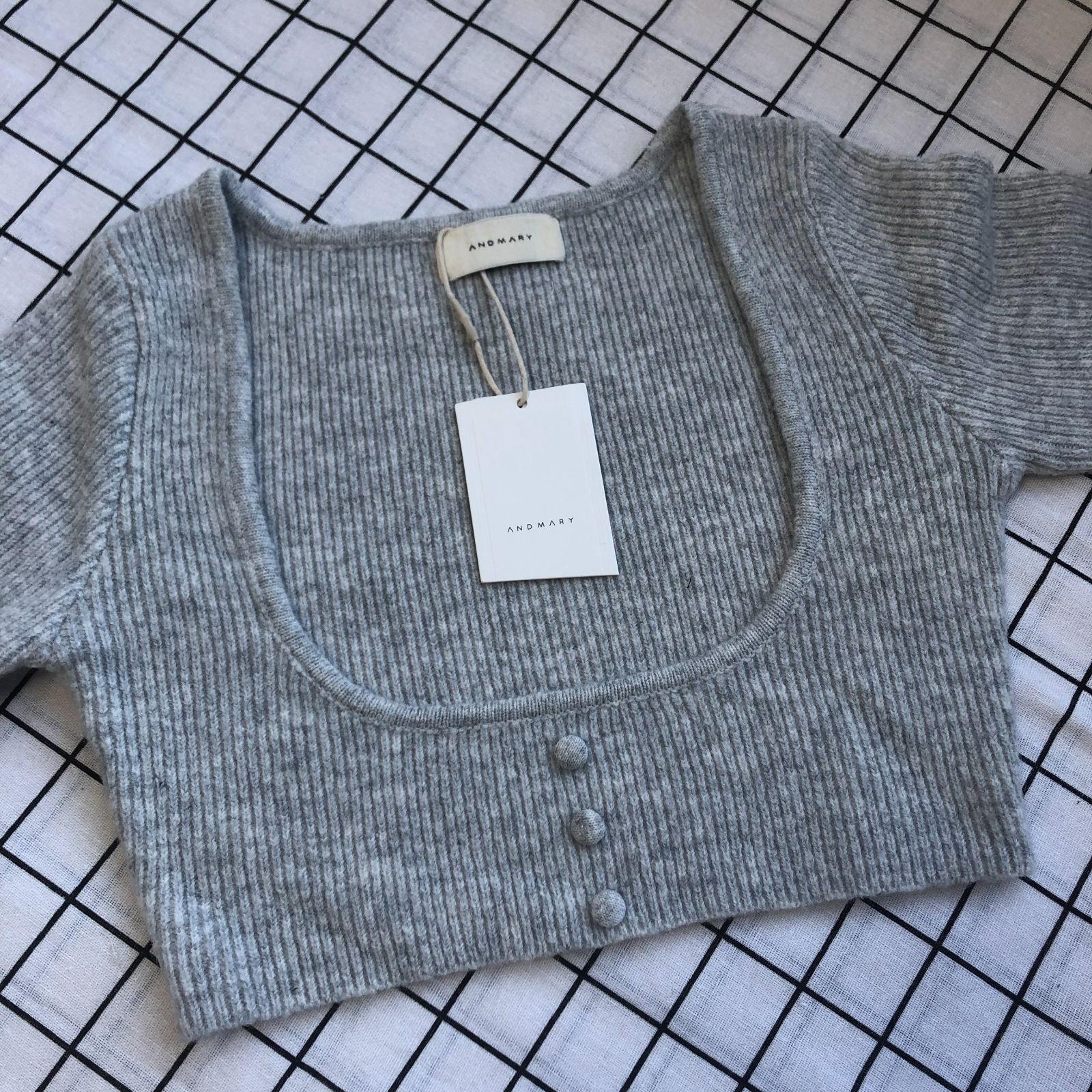 AND MARY Natalie Ribbon set grey ニット