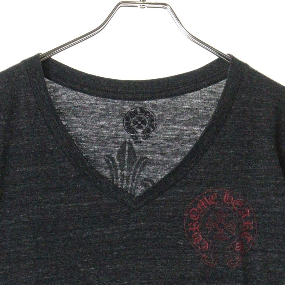 CHROME HEARTS グレー Vネック Tシャツ L CHROME HEARTS (クロムハーツ) ホースシュープリント Vネック