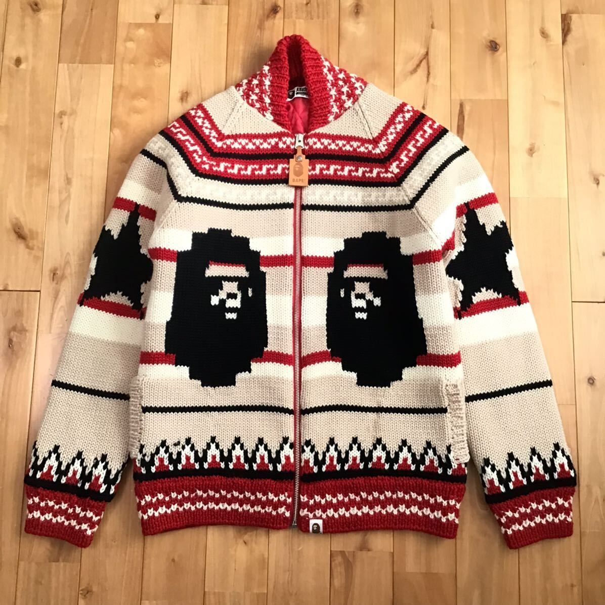 a bathing ape カウチン ニットジャケット APE HEAD カウチン ニット ジャケット Lサイズ a bathing ape