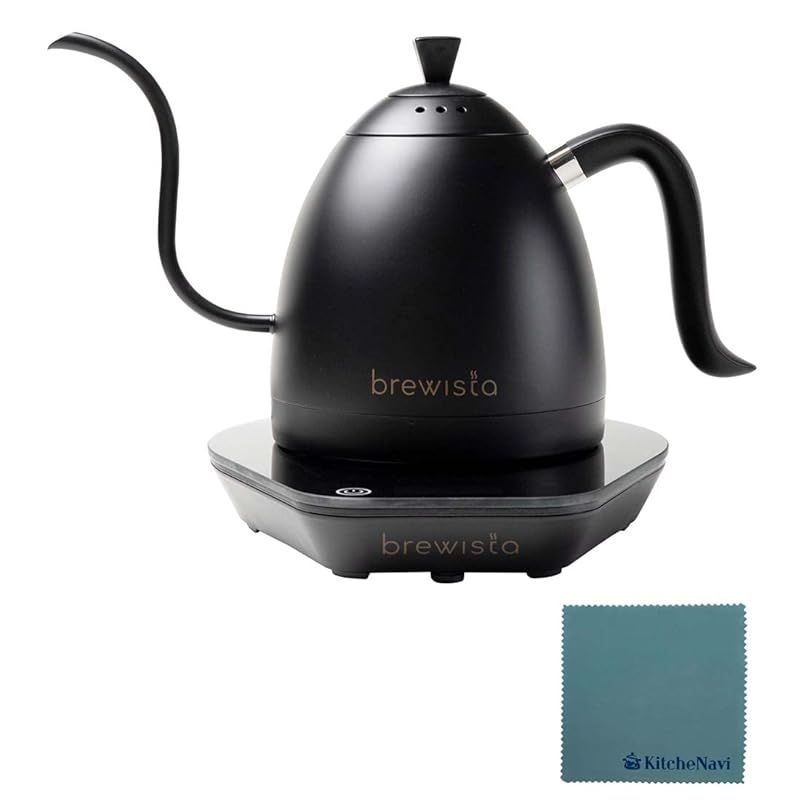 Brewista ブリューイスタ 世界のバリスタが愛用するケトル 電気ケトル 温度調節機能付 コーヒーケトル ドリップケトル クロス付 ピュアブラック 0.6L 0