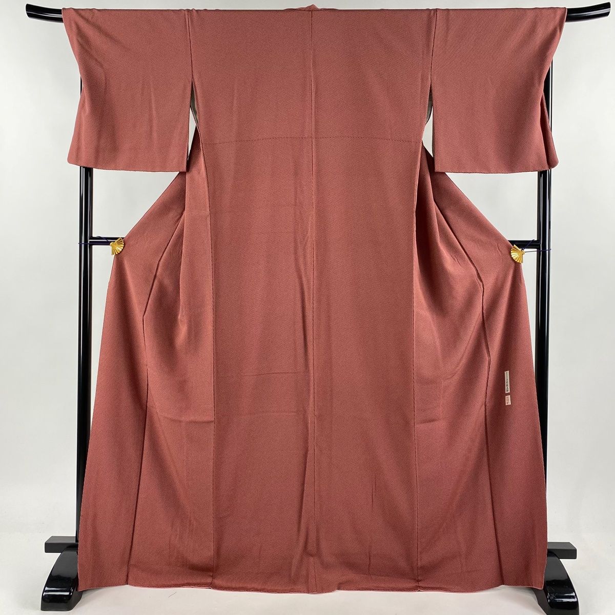 小紋 身丈169cm 裄丈69cm L 袷 五嶋敏太郎 落款 鱗 ピンク 正絹 美品  