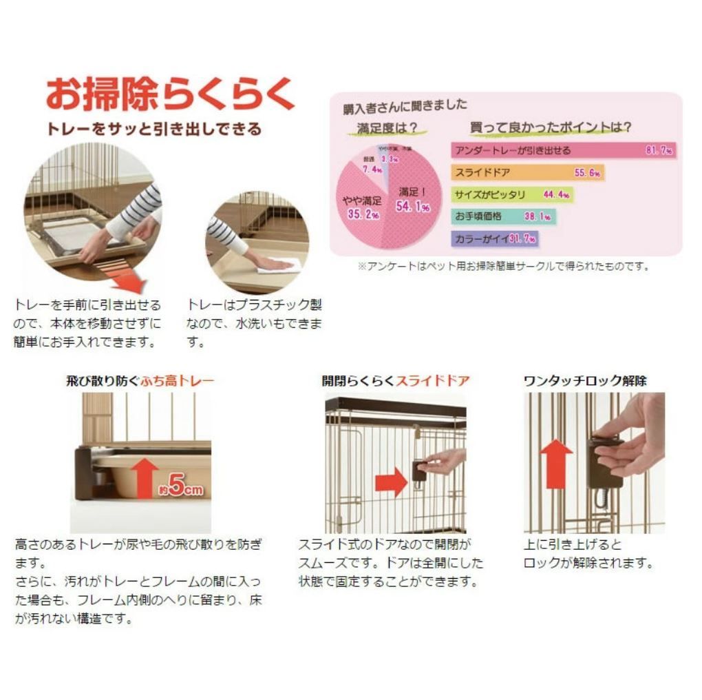 中国並行輸入 木製お掃除簡単ペットサークル