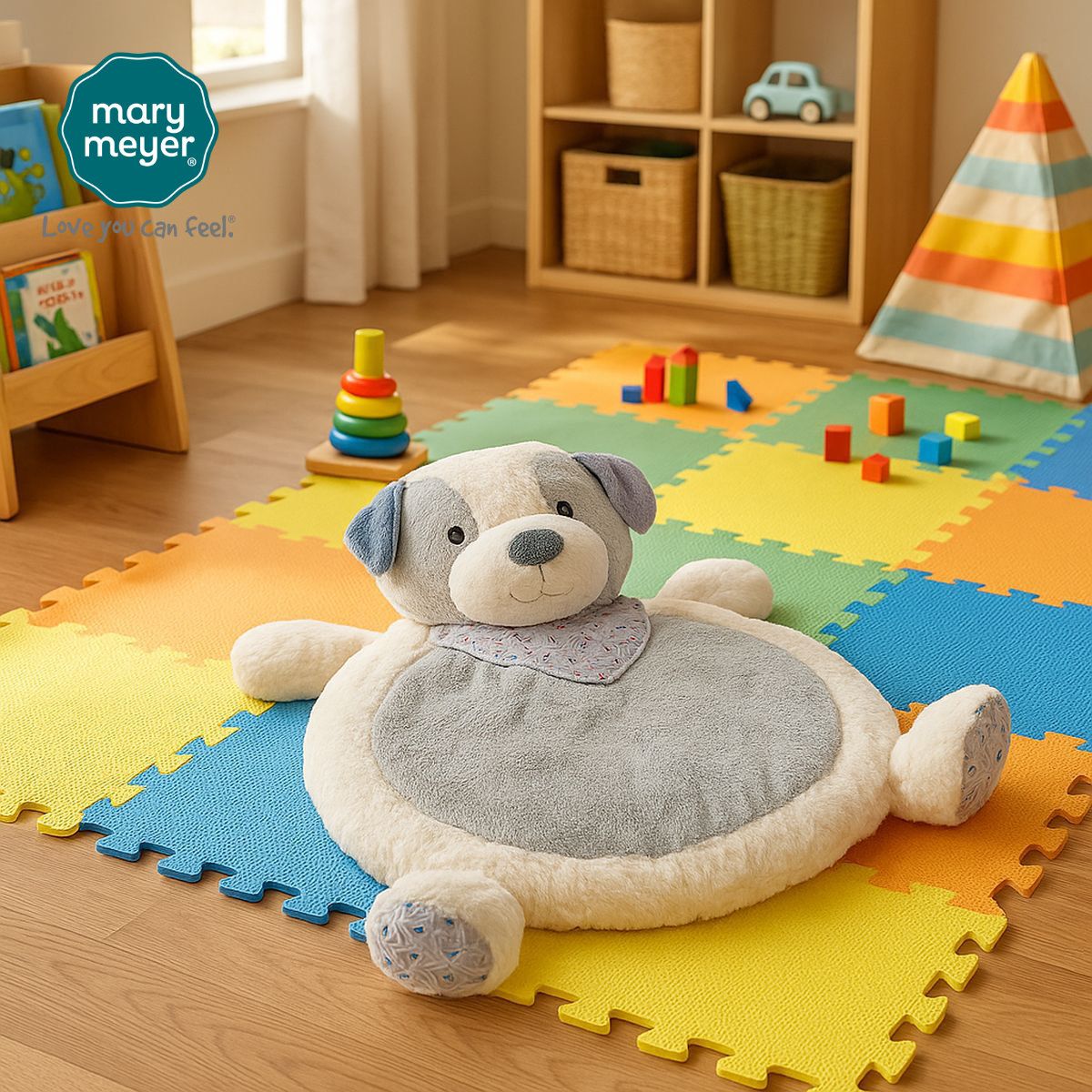 メリーマイヤー ベビーマット デコパップ 幅57.9x奥行79 cm 厚み5cm いぬ プレイマット 座布団 ベビー 赤ちゃん 0歳 用品 かわいい 動物 寝具 マット Mary Meyer 正規輸入品