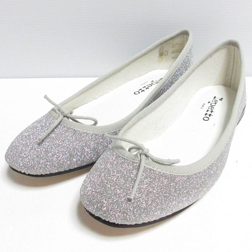Repetto レペット CENDRILLON V086STAR サンドリオン グリッター ラウンドトゥ バレエシューズ パンプス 35 22.5cm相当 シルバー レディース 古着