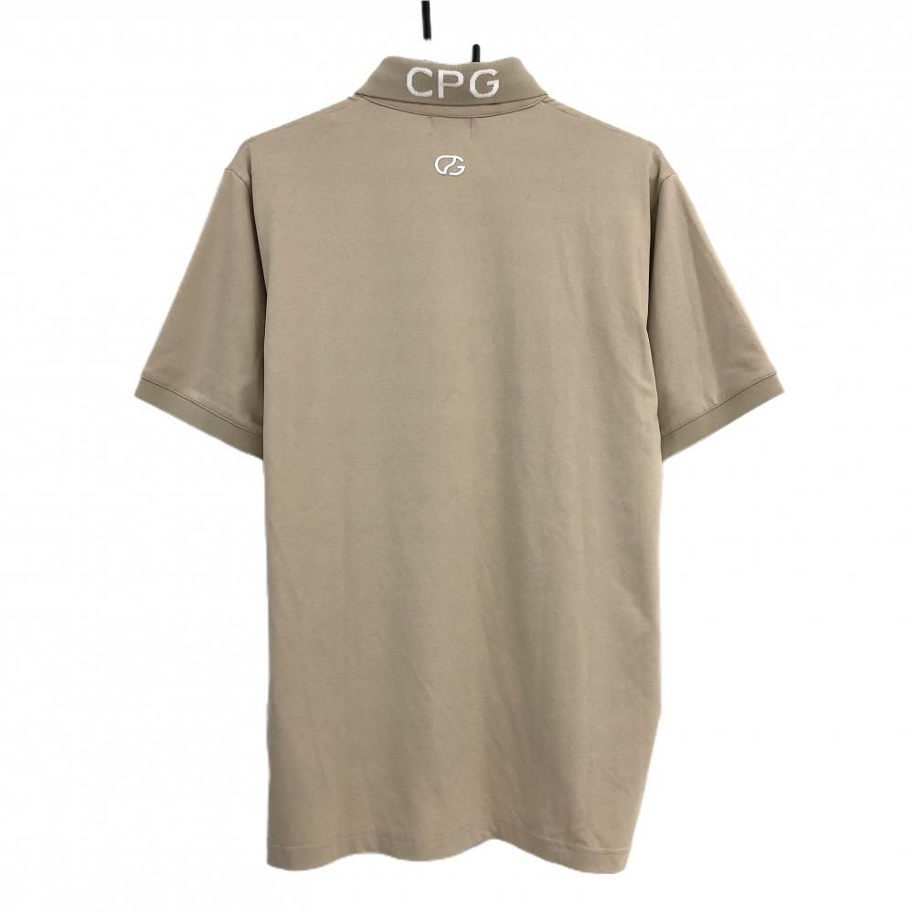 CPG GOLF ベージュ ポロシャツ 超美品】シーピージー 半袖ポロシャツ ベージュ×白 襟ロゴ
