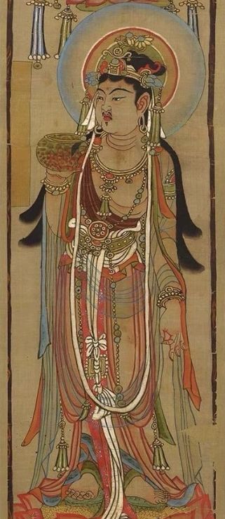 敦煌壁画 莫高窟 文殊菩薩騎象図 仏画 仏像 縦幅 文殊菩薩像