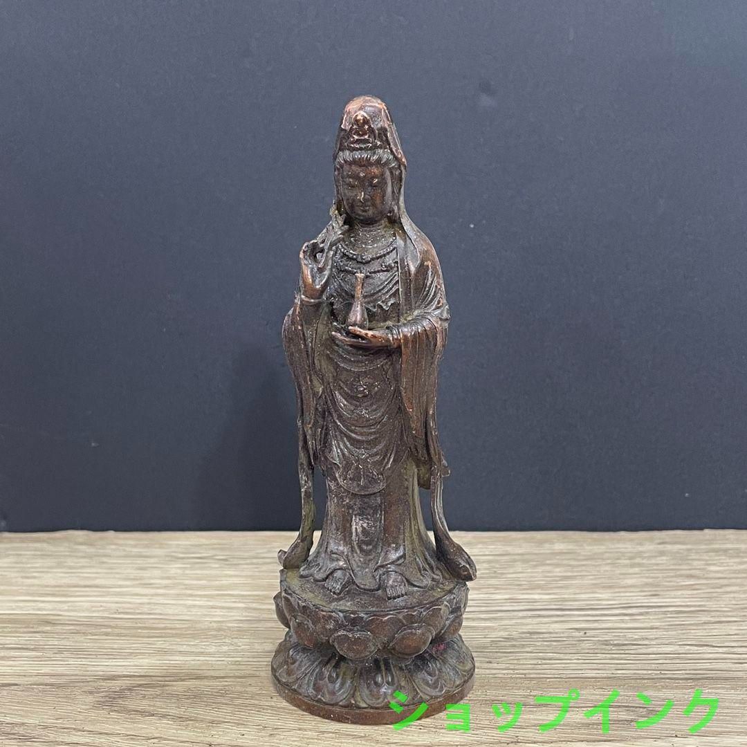 仏教美術 観音様仏像 銅製 仏教美術 仏像 自在観音 小仏像 銅製 銅器 - メルカリ