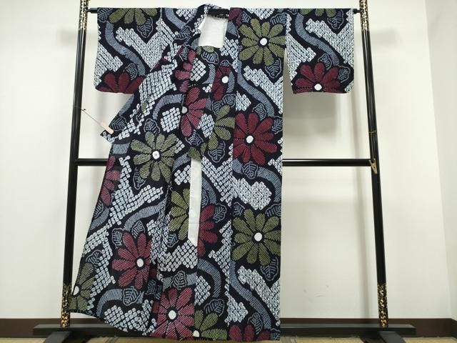 平和屋着物∴夏物 浴衣 有松鳴海絞り 流水舞菊文 綿 CAAY4490ng