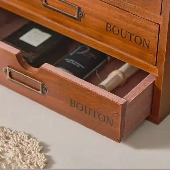 木製　チェスト　完成品　小物入れ　キャビネット　引出し　タンス　収納ボックス 日本製】小引き出し4つ付きの木天板チェスト(スライドレール付き