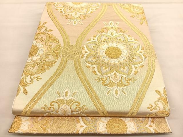 平和屋着物◎六通柄袋帯 唐織 立涌宝相華 金銀糸 正絹 逸品 BAAU1469hv