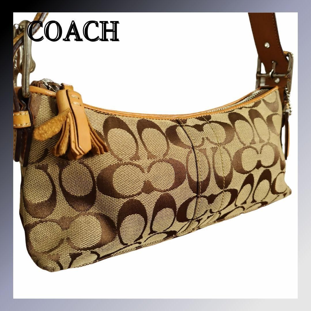 【COACH】シグネチャー アクセサリーポーチ ハンドバッグ　6371 COACH コーチ シグネチャー アクセサリーポーチ ブラウン 6371