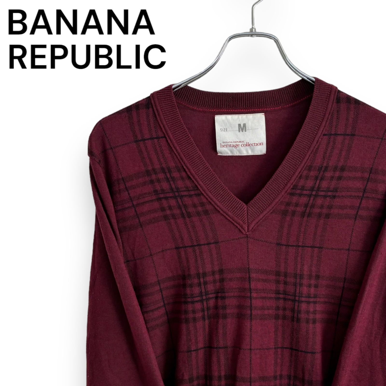 BANANA REPUBLIC ワインレッド Vネックセーター メンズ XS - ニット