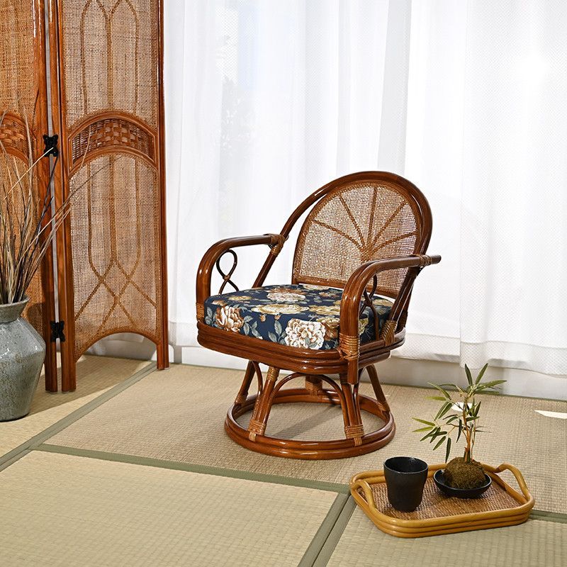 ラタン 回転チェア ミドルハイタイプ 公式 座面高36cm (クッション付き