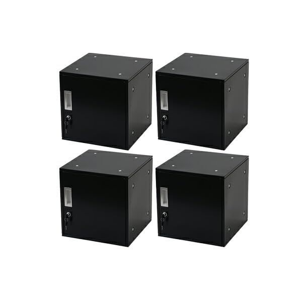 スチールロッカー キューブ型 連結 4個セット 4人用 鍵付き UVカット キューブボックス 収納ボックス sy23al14p ブラック