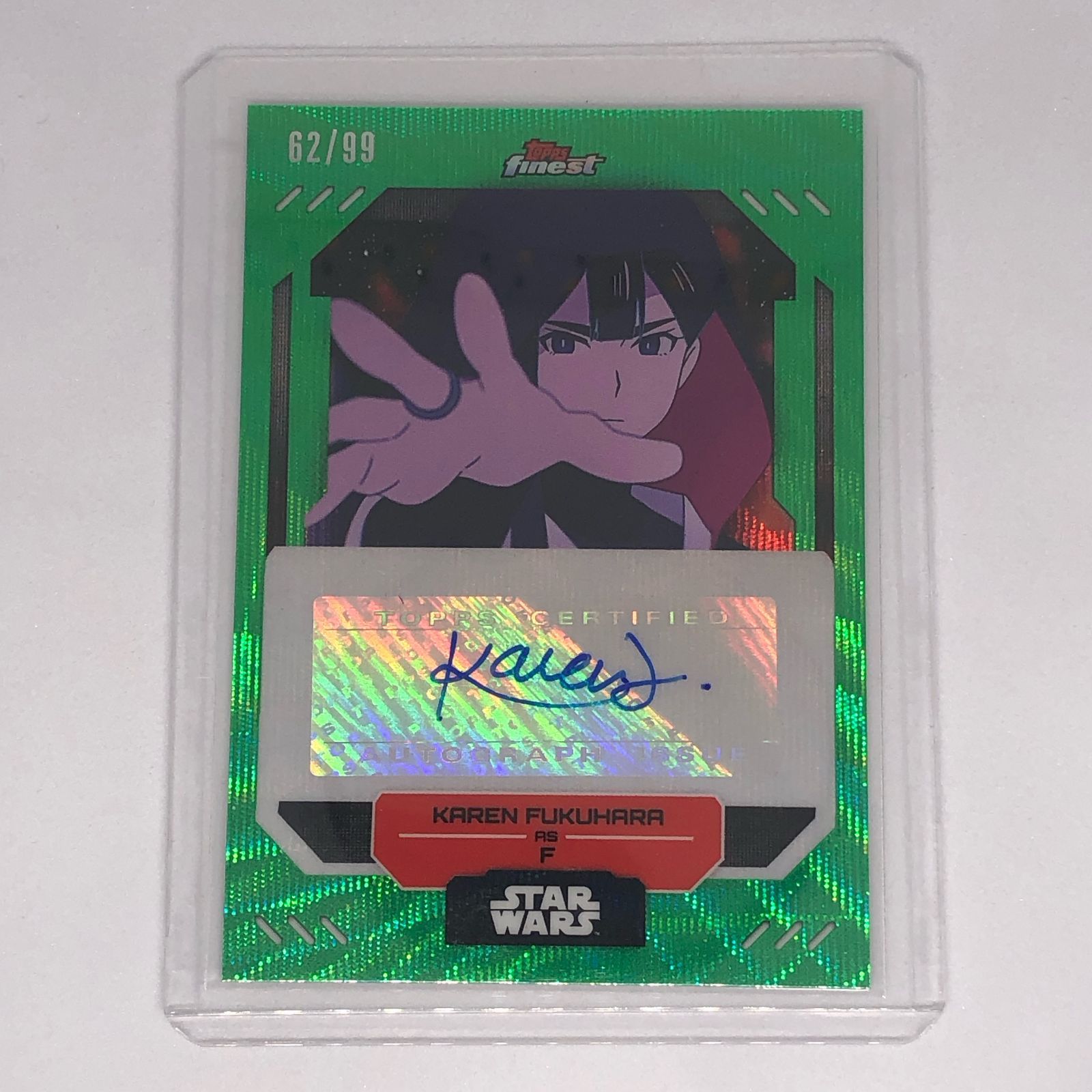  福原かれん Karen Fukuhara 2025 Topps Finest Star Wars サインカード Green Wave Refractor FA KF スターウォーズ 映画 ドラマ ミュージック