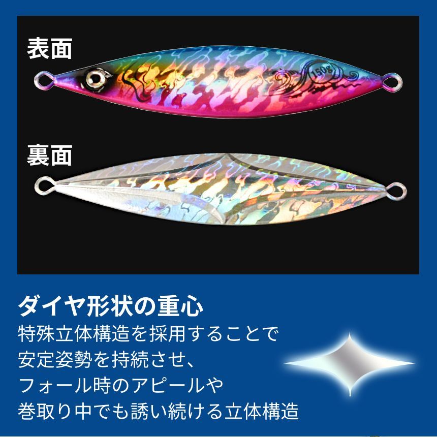 メタル ジグ 3本 セット 150g 130mm 木の葉 ホロ 乱反射 ホログラム