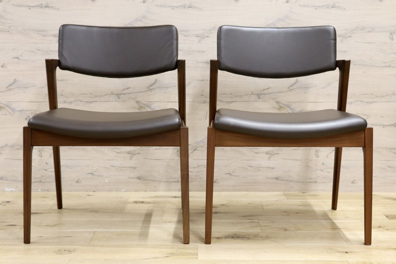 GMIS266B FUJI FURNITURE 冨士ファニチア Koti D03780 ワイドアームレスチェア 2脚セット ウォールナット 定価約26万