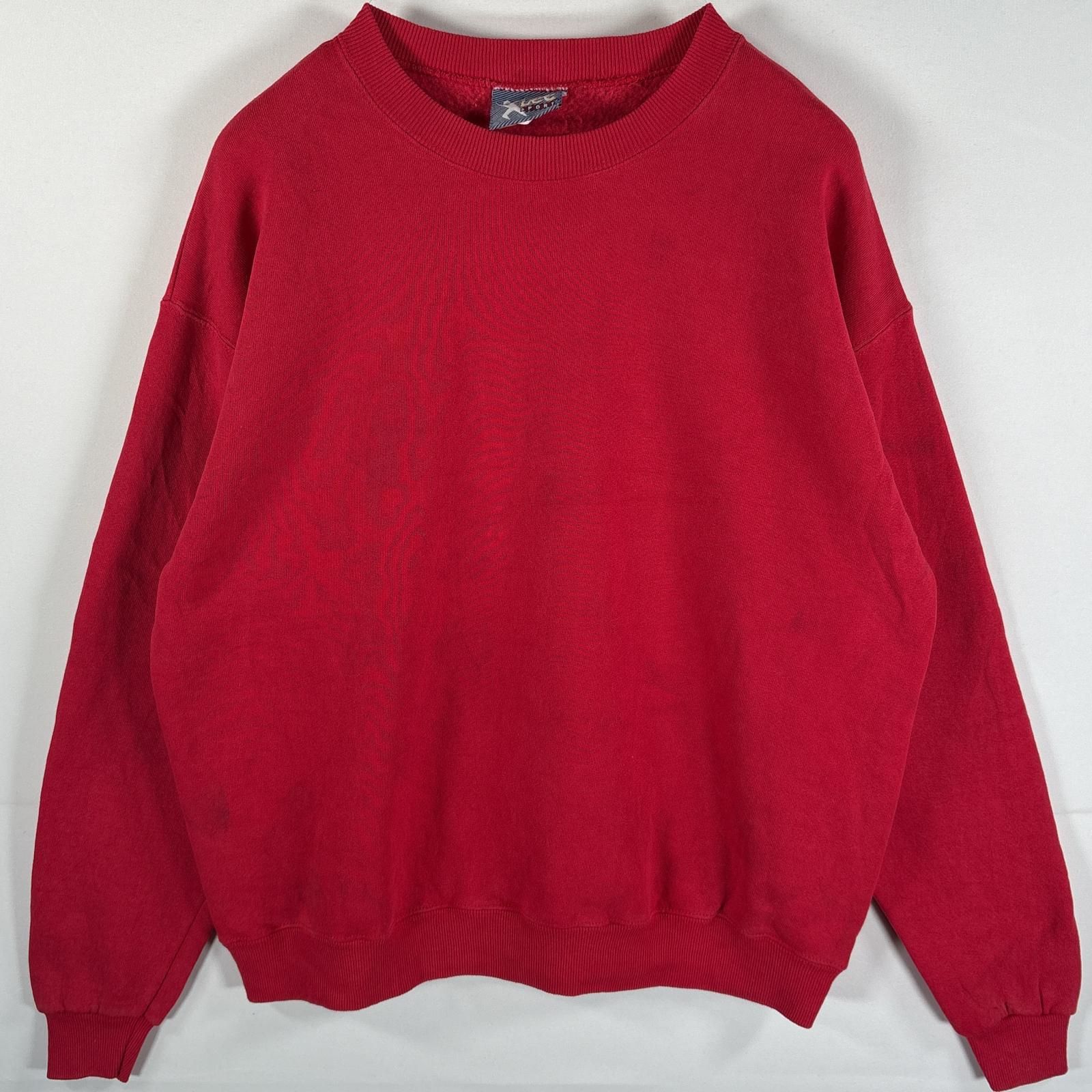 古着 90's/90年代 リースポーツ Lee SPORT USA製 スウェット クルーネック 肉厚 トレーナー M  レッド 無地 メンズ