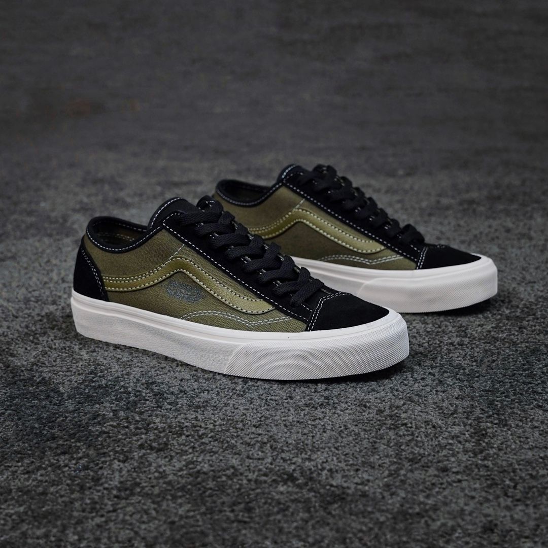 今日 Vans Old Skool ブラック - グリーン クマ柄 得物人気推薦 軍事風ブラック - グリーン パッチワーク オリーブグリーン ヴィンテージ カジュアル ロートップ クマ柄 キャンバス スケートシューズ -WTO輸入2