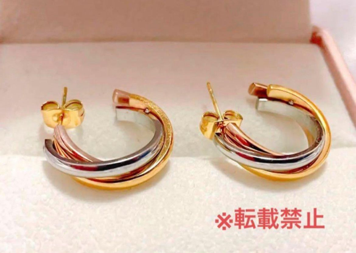 トリニティ スリーカラー トリプルカラー ピアス K18コーティング 