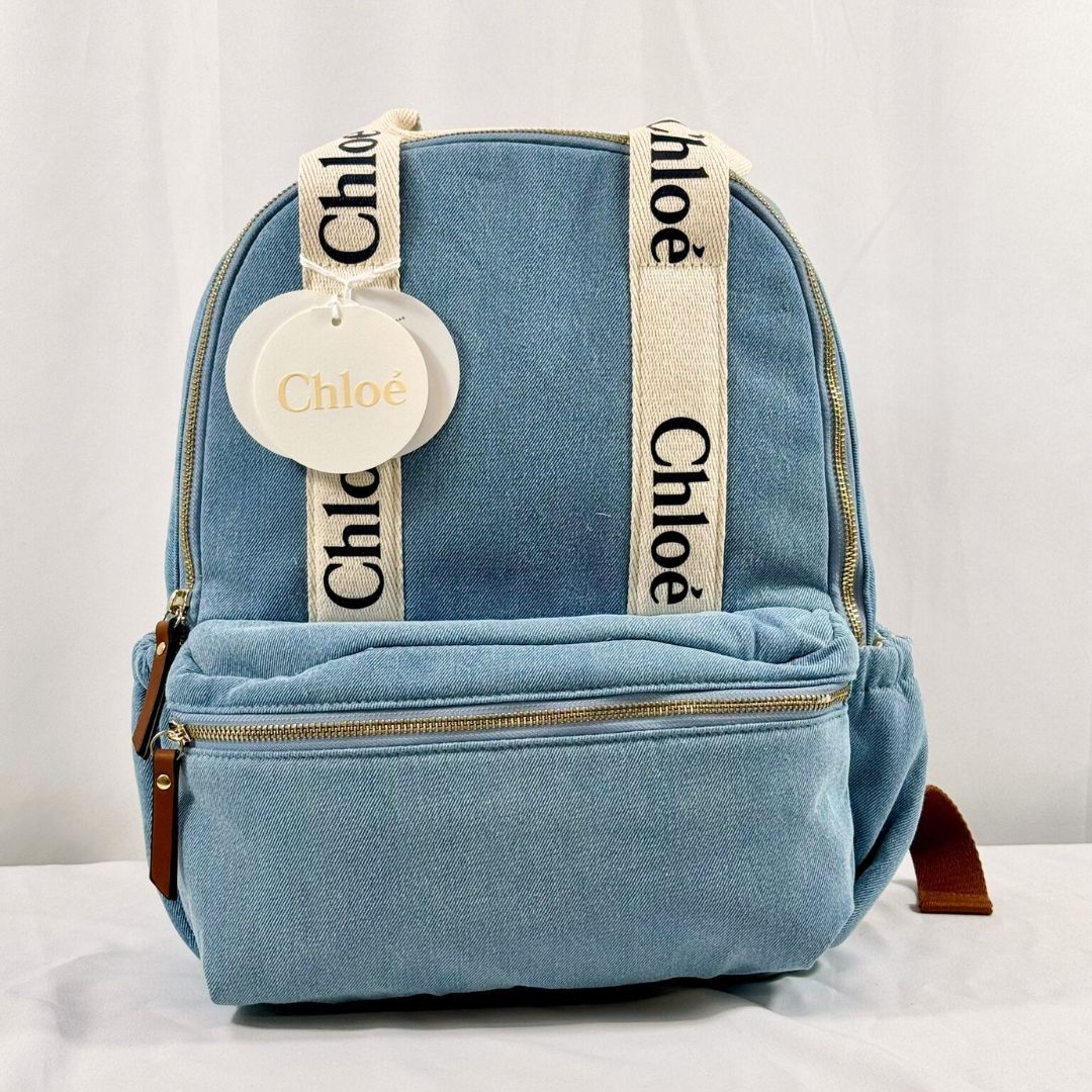 セール】新品・未使用 クロエ リュック バックパック ブルー ホワイト ガールズ CHLOE C20044 Z10 DENIM BLUE - メルカリ