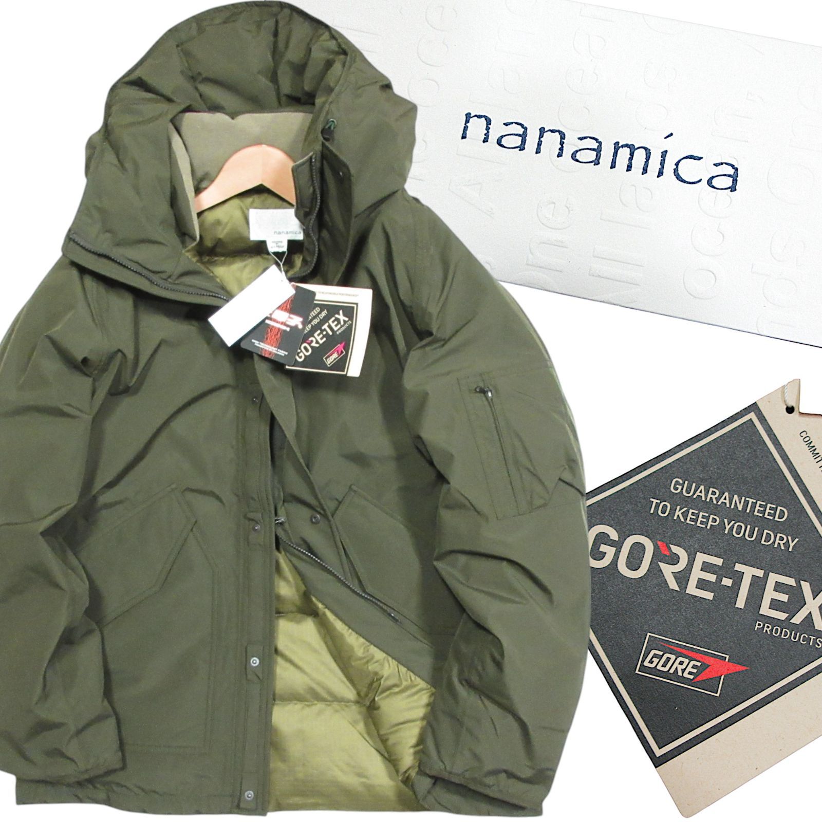 ナナミカ 定9.9万 GORE-TEX ミドル丈 ダウンコート ジャケット L