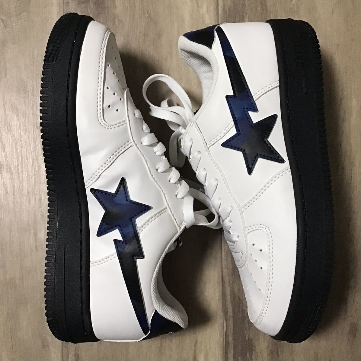 ★新品★ レザー BAPESTA スニーカー 25cm US7 a bathing ape Blue camo BAPE STA shoes  sneakers エイプ ベイプ ベイプスタ 迷彩