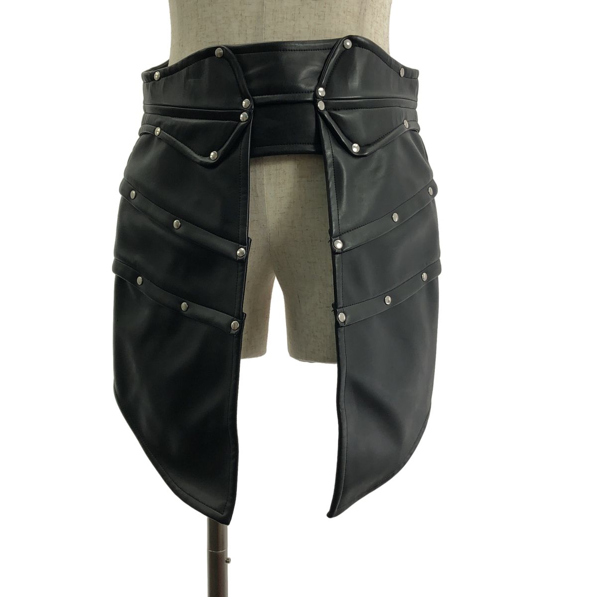 COMME des GARCONS HOMME PLUS コムデギャルソンオムプリュス 2016AW フェイクレザー カシメ打ち 甲冑 鎧 ウエストアーマー L ブラック メンズ