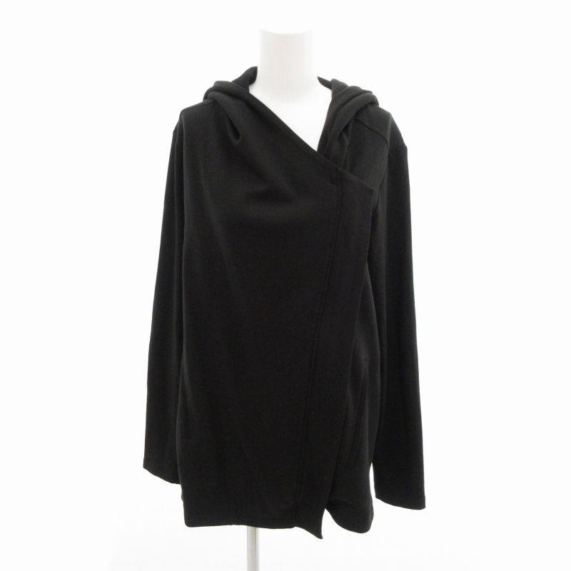 ヘルムートラング HELMUT LANG HOOD CARDIGAN スウェット ジップアップ パーカー フーディ 長袖 S 黒 ブラック |HO□ 0422