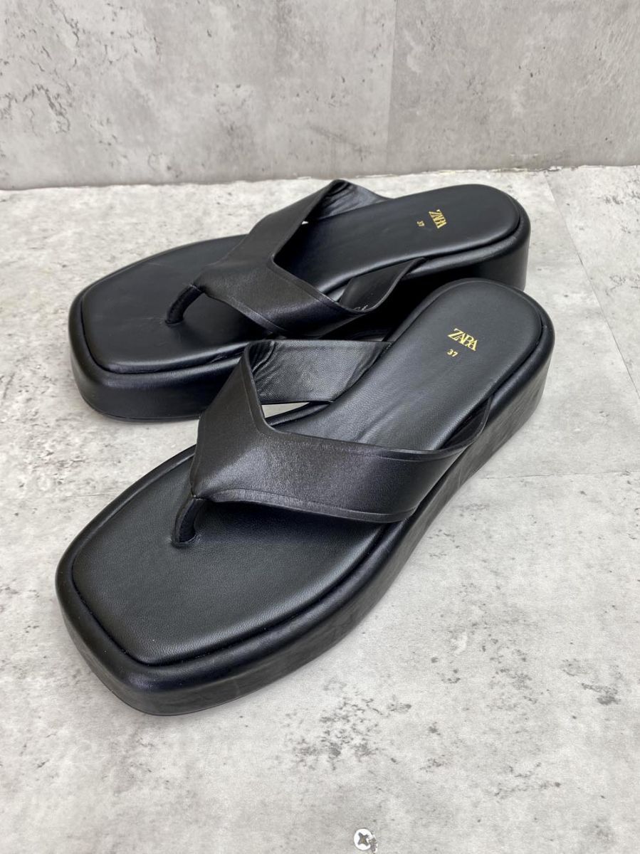 ZARA ザラ トング サンダル size37 23.5cm相当 |黒 ◆◎レディース