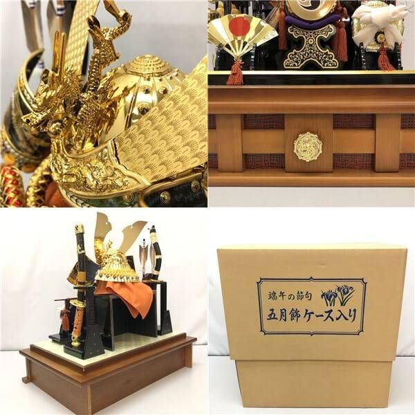 ss6534 【中古】 寿慶 兜飾り ケース付き 彫金兜 12号 G002A 