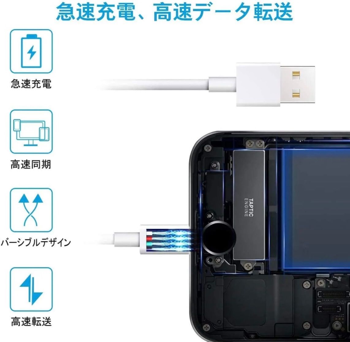 ２m 新品未使用 iPhone充電器ライトニングケーブル - スマホアクセサリー