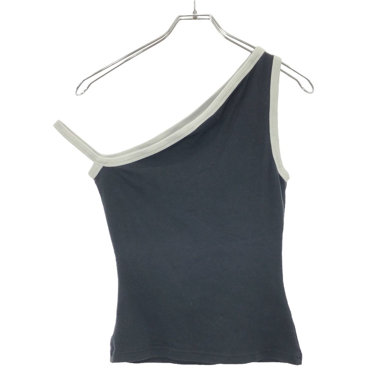 Courreges - Courreges クレージュ ロゴ アシンメトリー タンクトップ 223JTO157JS00709901 ブラック M Courreges クレージュ ロゴ アシンメトリー タンクトップ