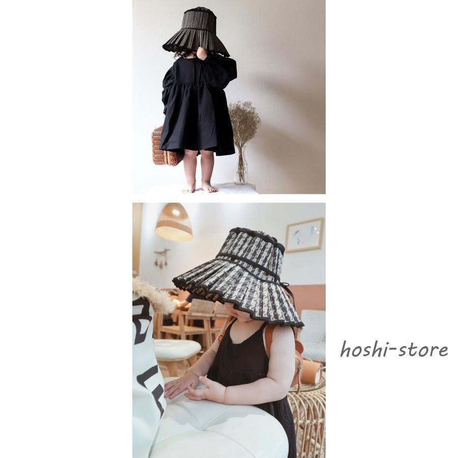 帽子 UVカット UVケア 春 夏 ハット つば広 幾何学柄 折りたたみ 麦わら帽子