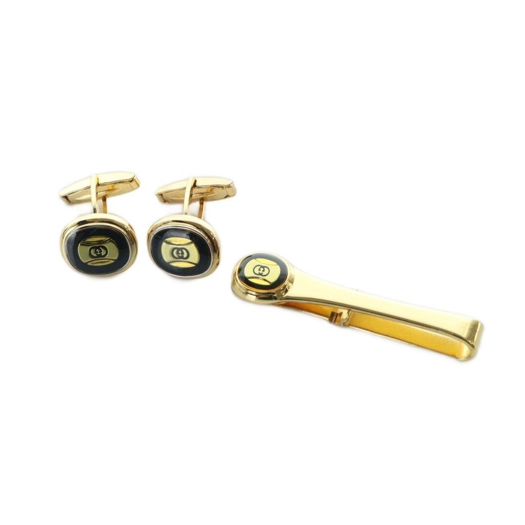 【美品】GUCCI グッチ カフス タイピン ゴールド オールドグッチ グッチ】本物 GUCCI タイピン カフス GG柄 ゴールド色系