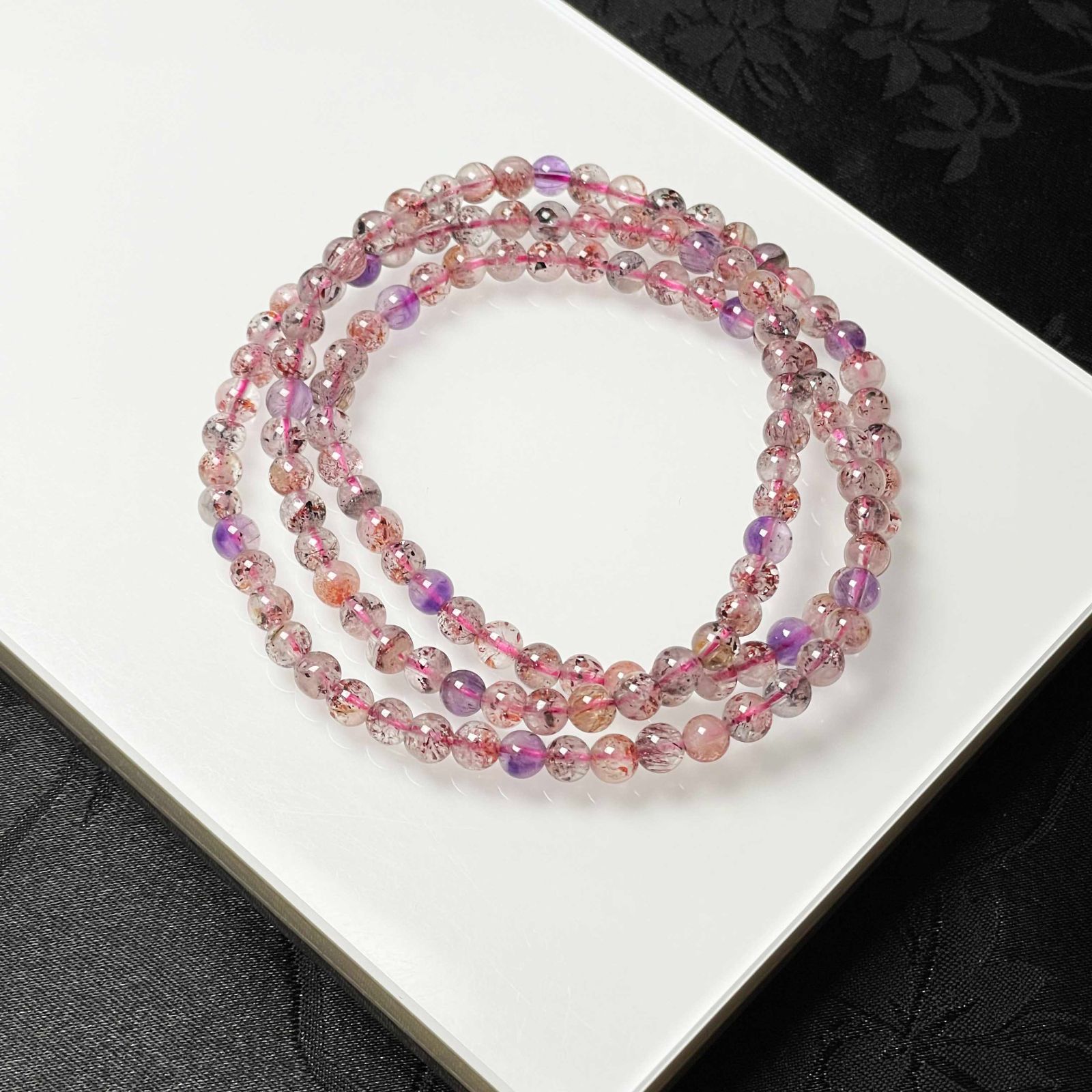 EU製 スーパーセブン パワーストーン 3本巻きブレスレット 天然石 原石 お守り プレゼント プレゼント 4.3-4.7mm ZB9434