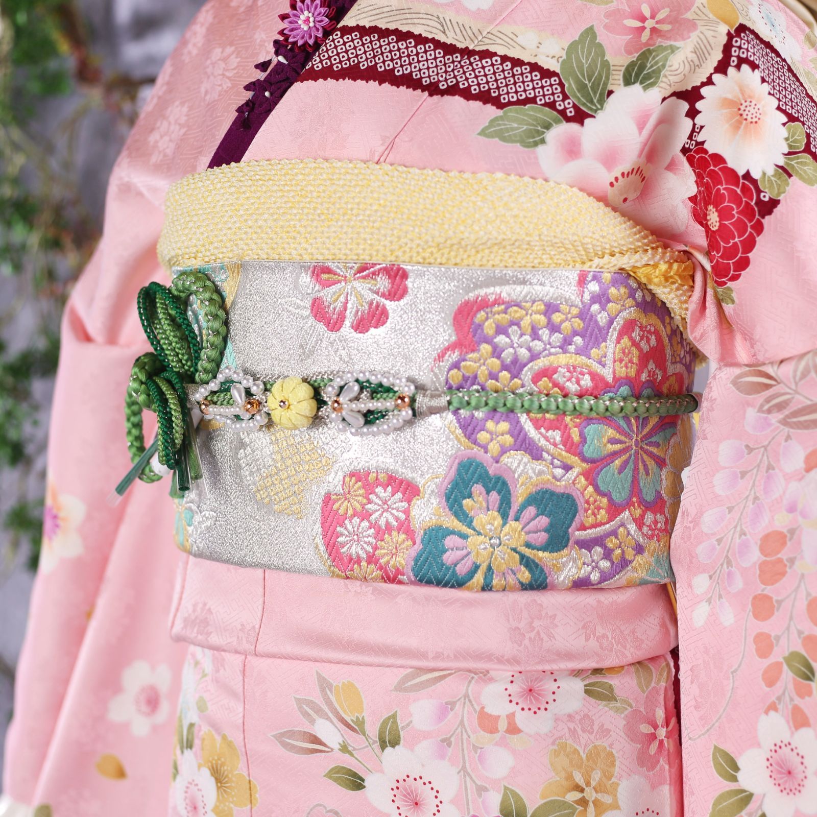 振袖フルセット 振袖セット 振袖 Lサイズ ピンク×古典柄 美品