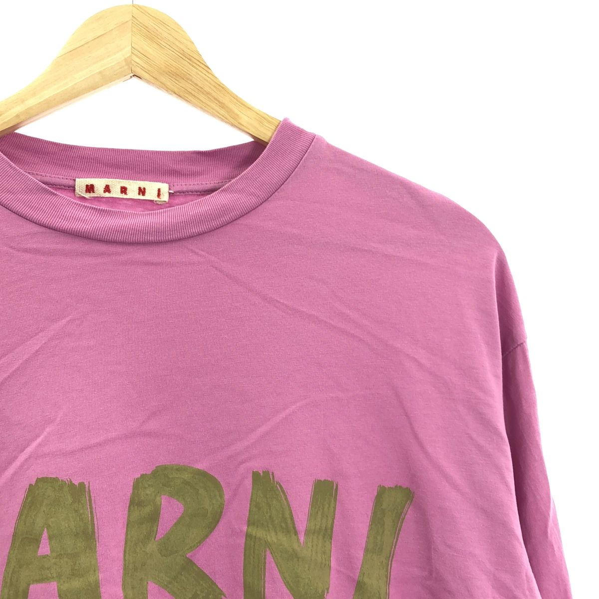MARNI / マルニ | 2022SS | ロゴプリント 長袖 コットン カットソー | 38 | ピンク | レディース MARNI / マルニ | 2022SS | ロゴプリント 長袖 コットン カットソー