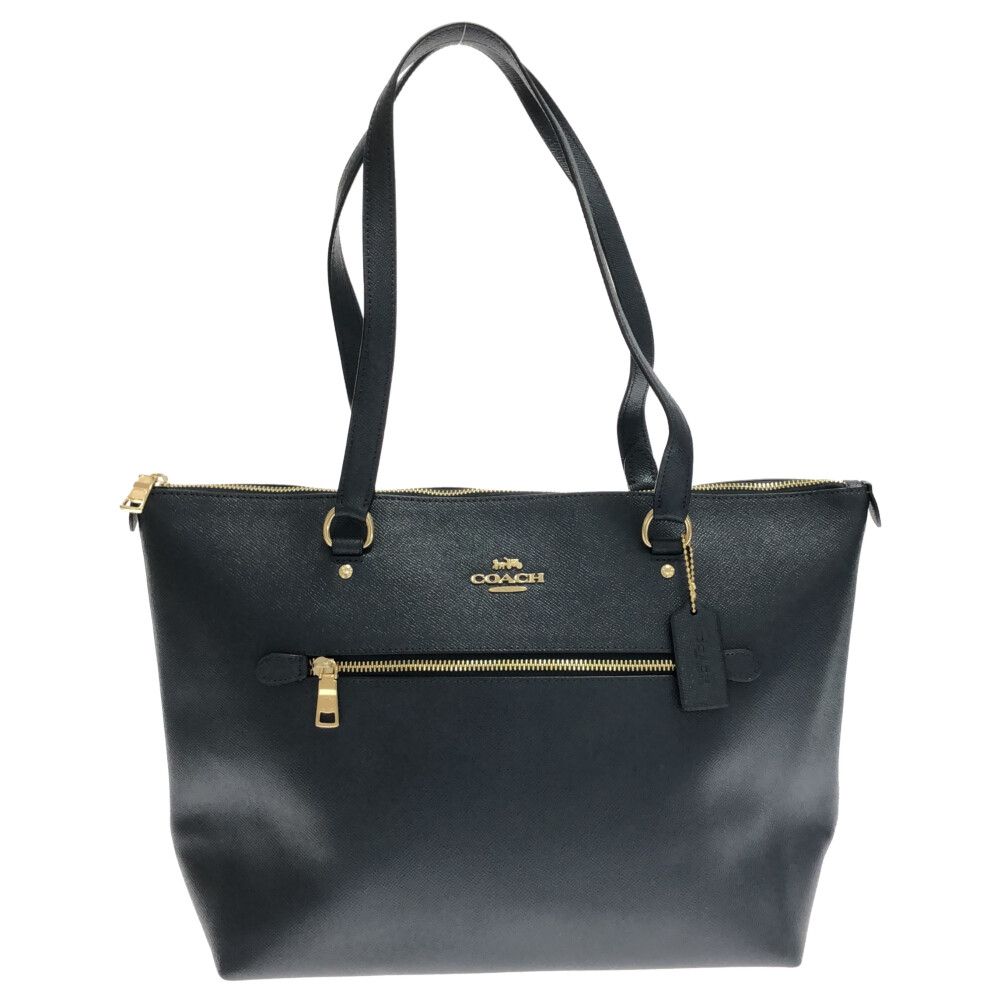 COACH (コーチ) レザー ショルダートートバッグ ブラック/ゴールド