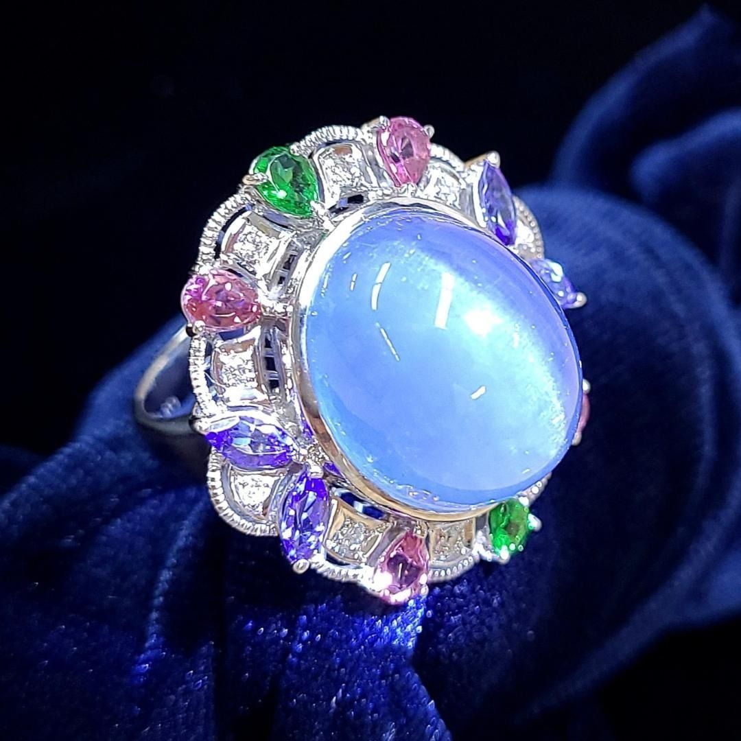 超希少！ アクアマリン キャツアイ 24.23ct プラチナ リング 鑑別書付 超希少！ アクアマリン キャツアイ 24.23ct プラチナ リング 鑑別書付