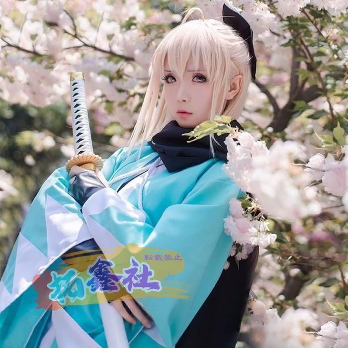 【フルセット】FGO 沖田総司 コスプレ 衣装 ウィッグ A-0555 新品 沖田総司 FGO コスプレ衣装 Fate/Grand Order おきた