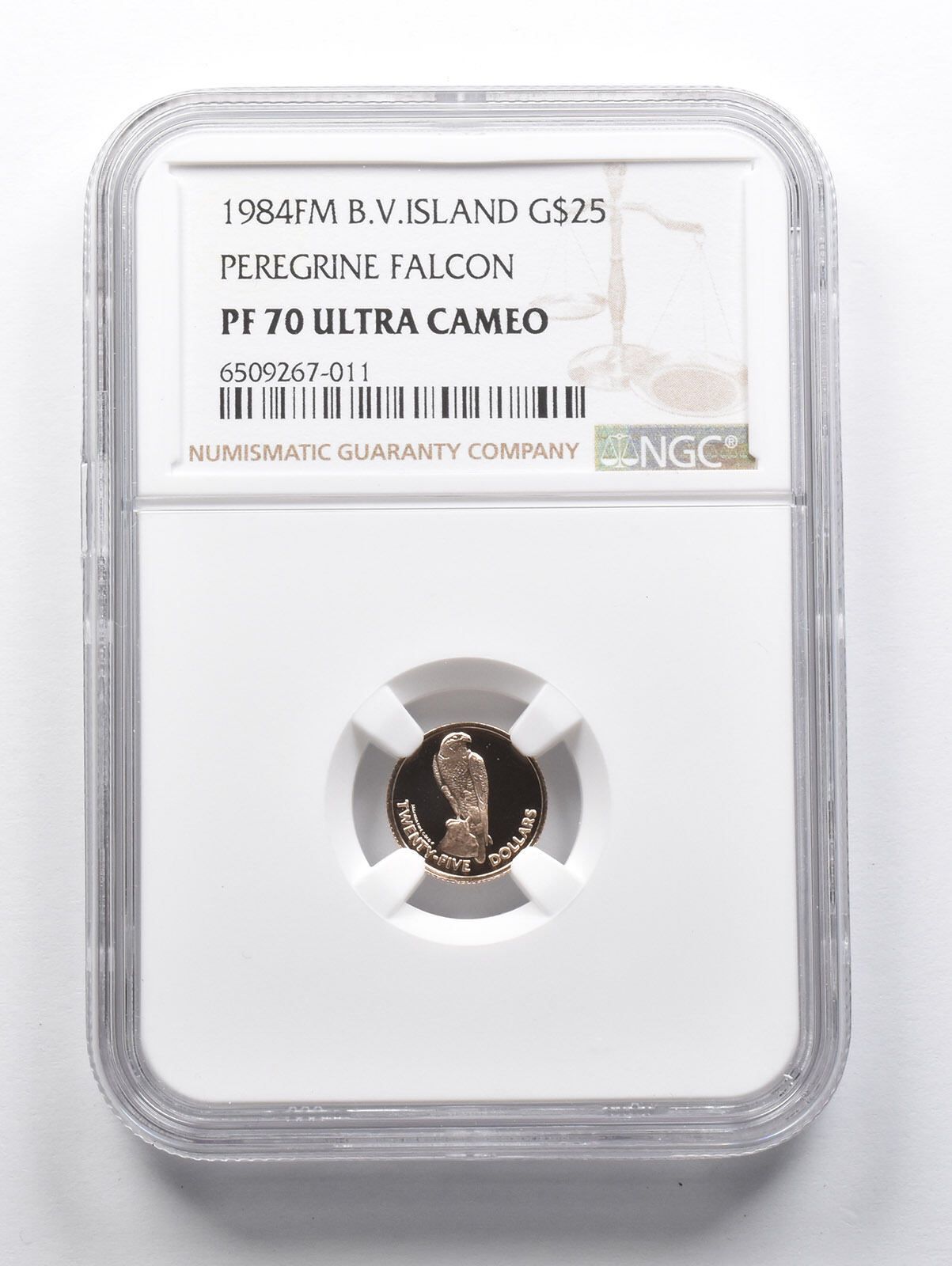 PF70 UCAM 1984 FM B.V. アイランド $25 ゴールド ハヤブサ NGC