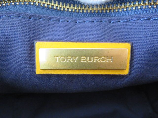 M08 美品 TORY BURCH トリーバーチ ロゴ フリンジ チェーン レザー ショルダーバッグ イエロー