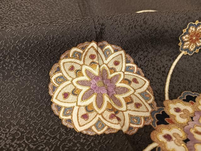 平和屋着物○銀座きしや 訪問着 駒刺繍 花唐草間道