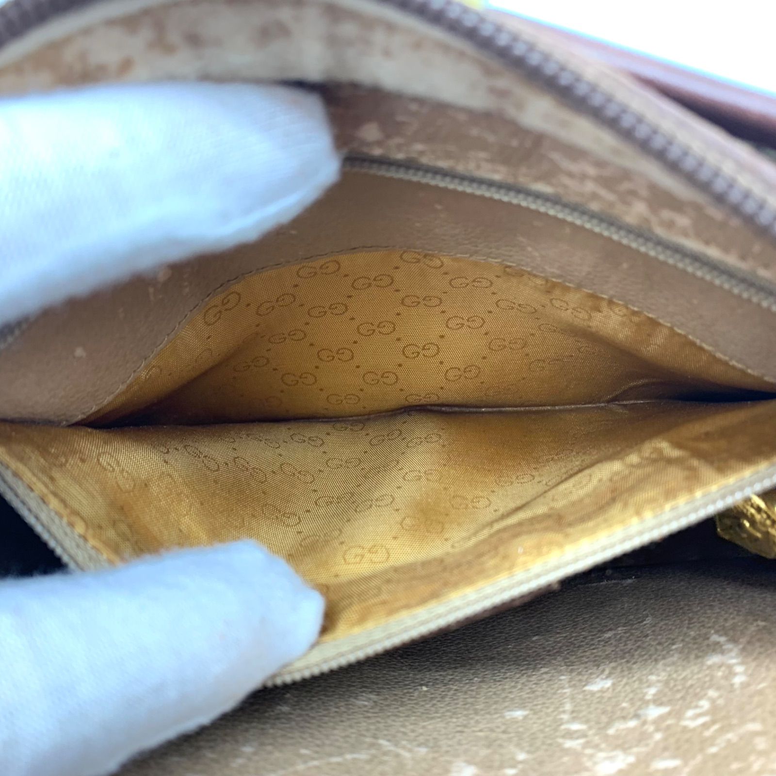 GUCCI オールドグッチ ショルダーバッグ レザー キャンバス ロゴ総柄 
