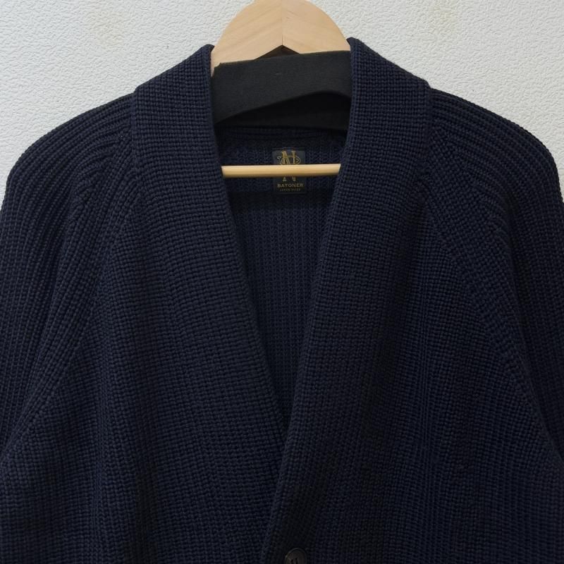 BATONER バトナー カーディガン 長袖 BN-20FM-033 シグネチャー 1B ローゲージ ニット ウール カーディガン 紺 ネイビー