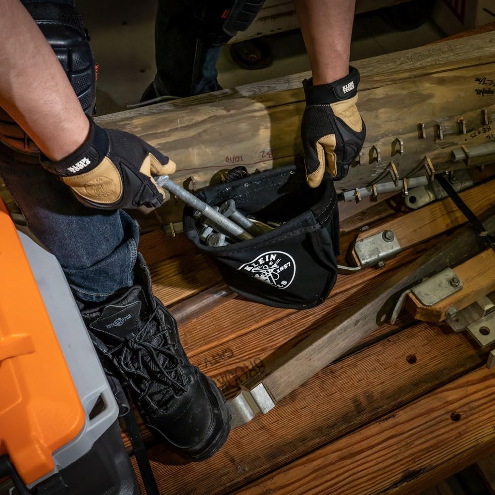 Klein Tools 51A ツールポーチ ナットとボルトを運ぶためのユーティリティポーチ 内側ポケット付き No.10キャンバス 9×3.5×10インチ