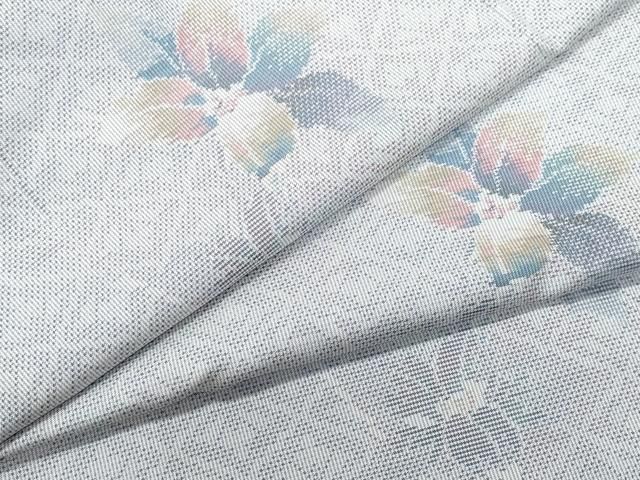 平和屋着物○都喜ヱ門 本場大島紬 白大島 7マルキ 舞花文 総絣 藤絹